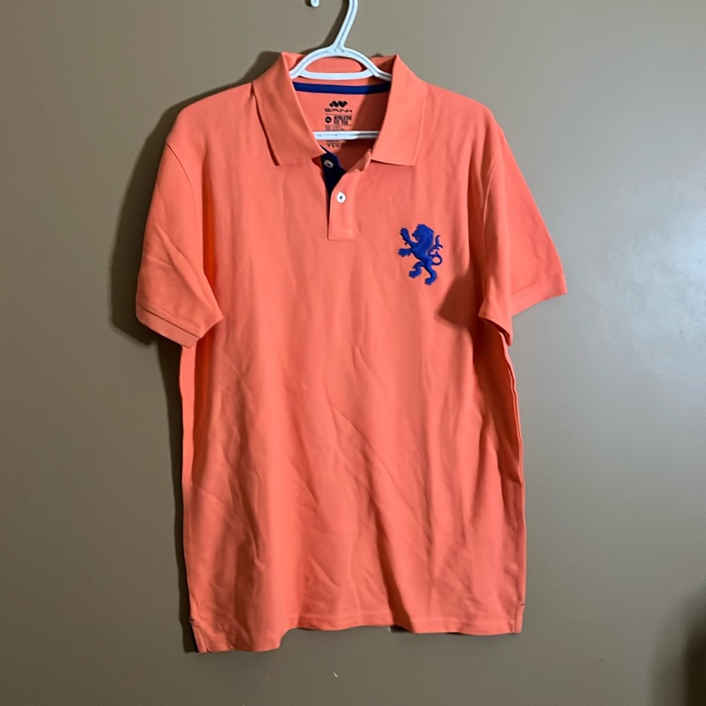 😄Peachy golf polo lion crest cotton. B7